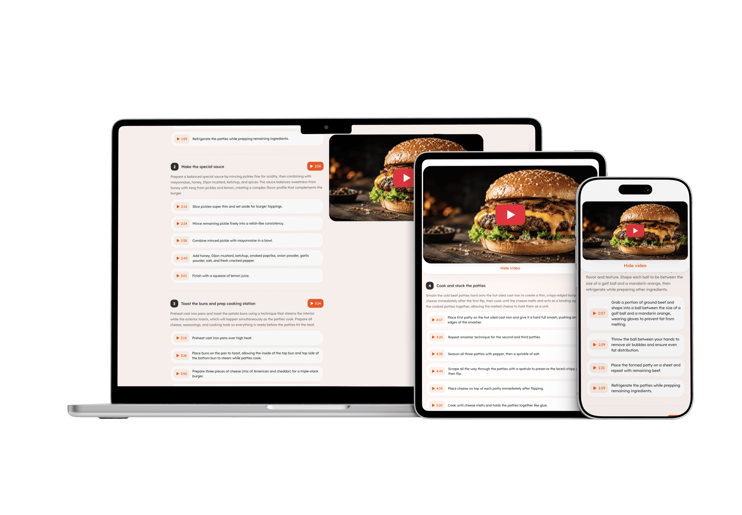CookingSnap recipes on laptop, tablet and phone